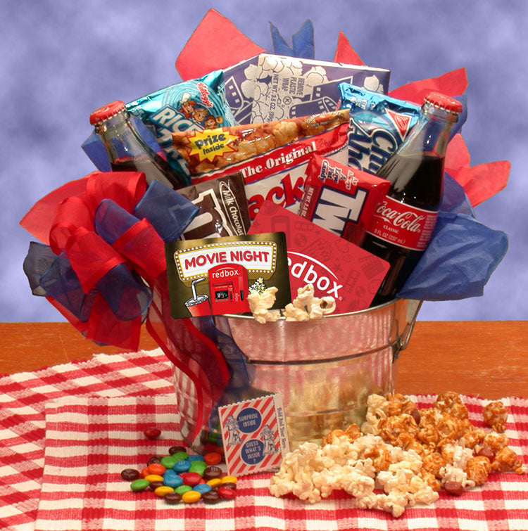Blockbuster Night Movie Gift Pail - movie night gift baskets - movie