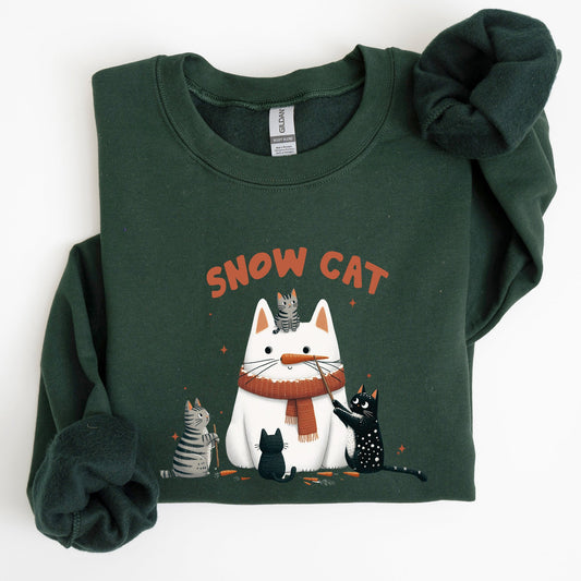 Snow Cat, Snowman, Cats, Christmas, Winter Sweatshirt