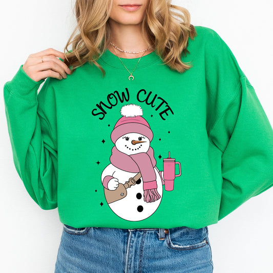 Snow Cute, Bougie, Snowman, Christmas, Winter, Xmas Sweatshirt