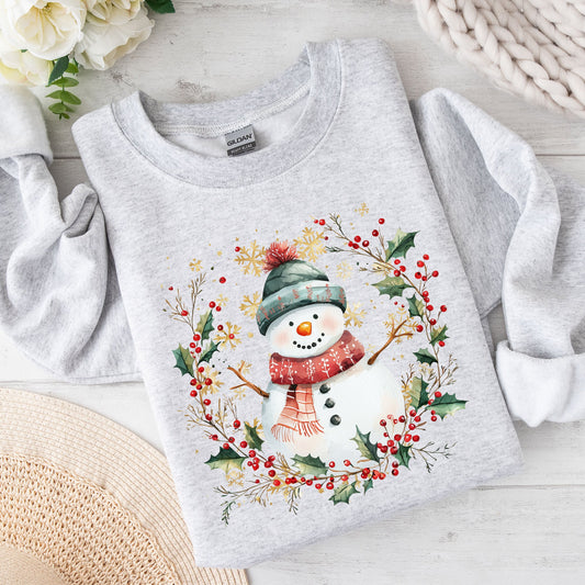 Snowman, Wreath, Christmas Botanical, Holly, Santa, Cute Sweatshirt