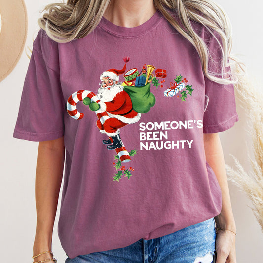 Someone's Been Naughty, Santa, Retro, Christmas, Comfort Colors Tshirt