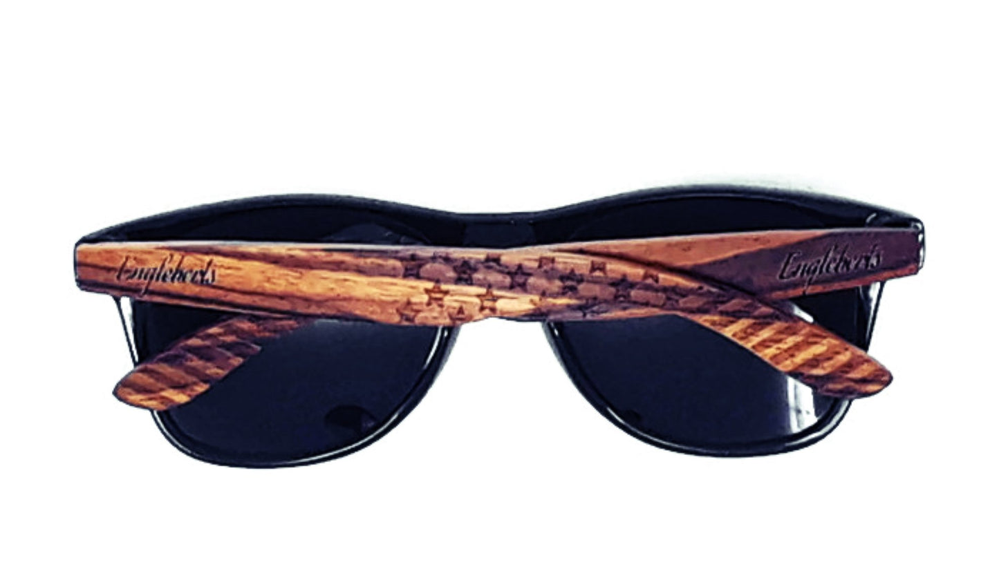 Zebrawood Sunglasses, Stars and Bars With Wooden Case, Polarized | Kitchen + Metal