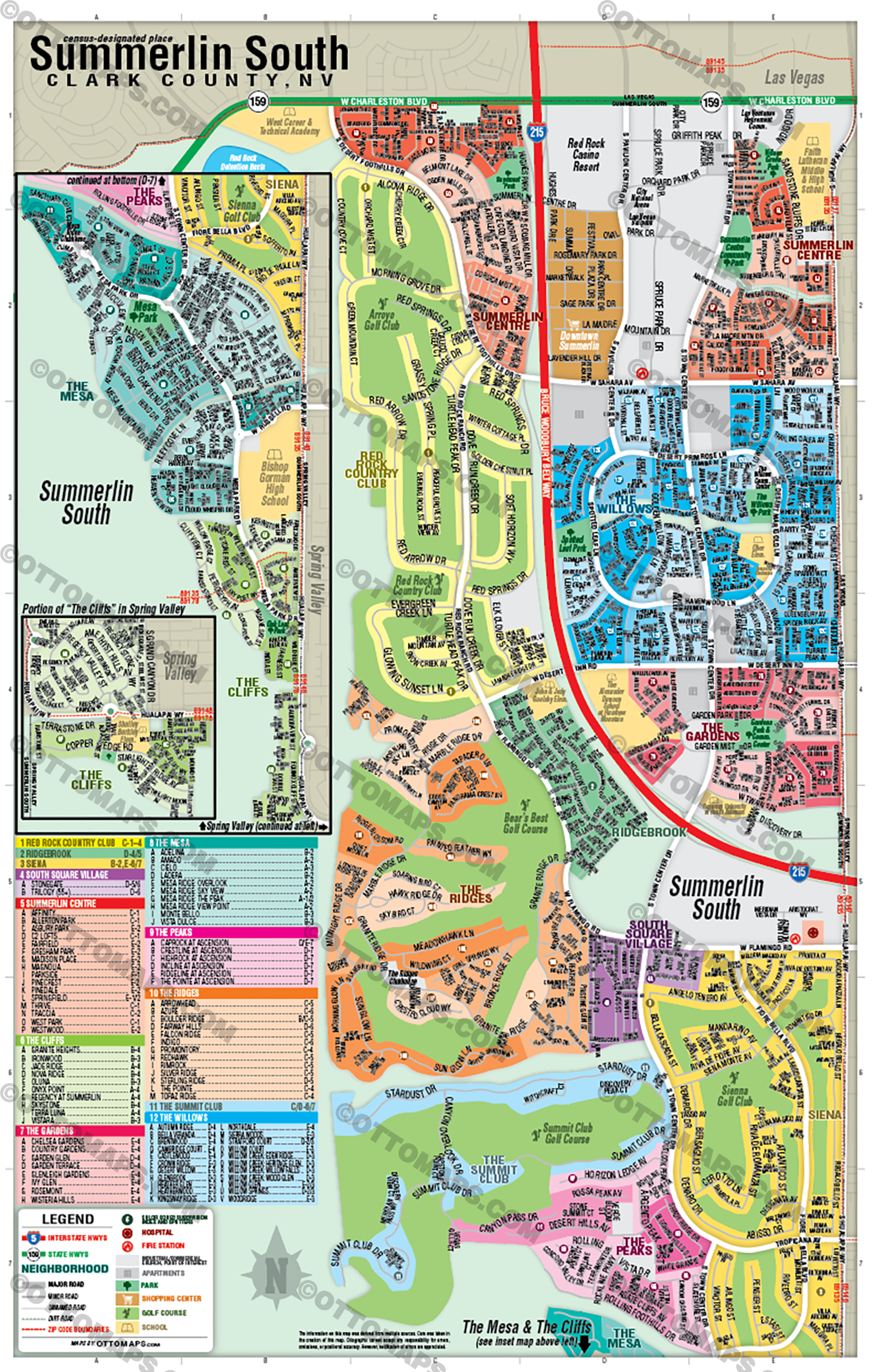 Summerlin South Map, Clark County, NV - POSTER PRINTS