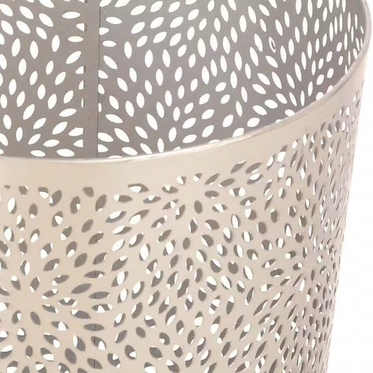 1.3 Gallon Metal Floral Pattern Trash Can Waste Basket in Silver