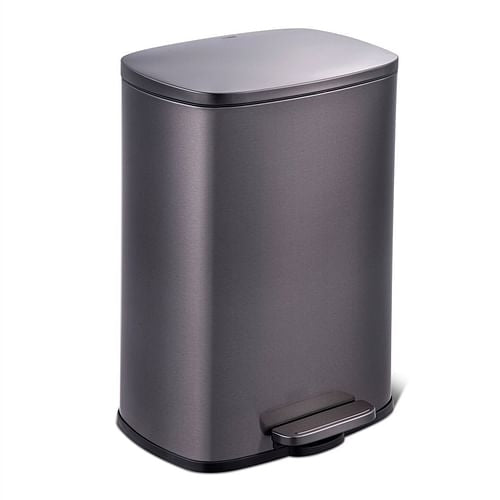 13 Gallon Black Stainless Steel Kitchen Trash Can with Step Open Lid | Trash Cans | Kitchen + Metal
