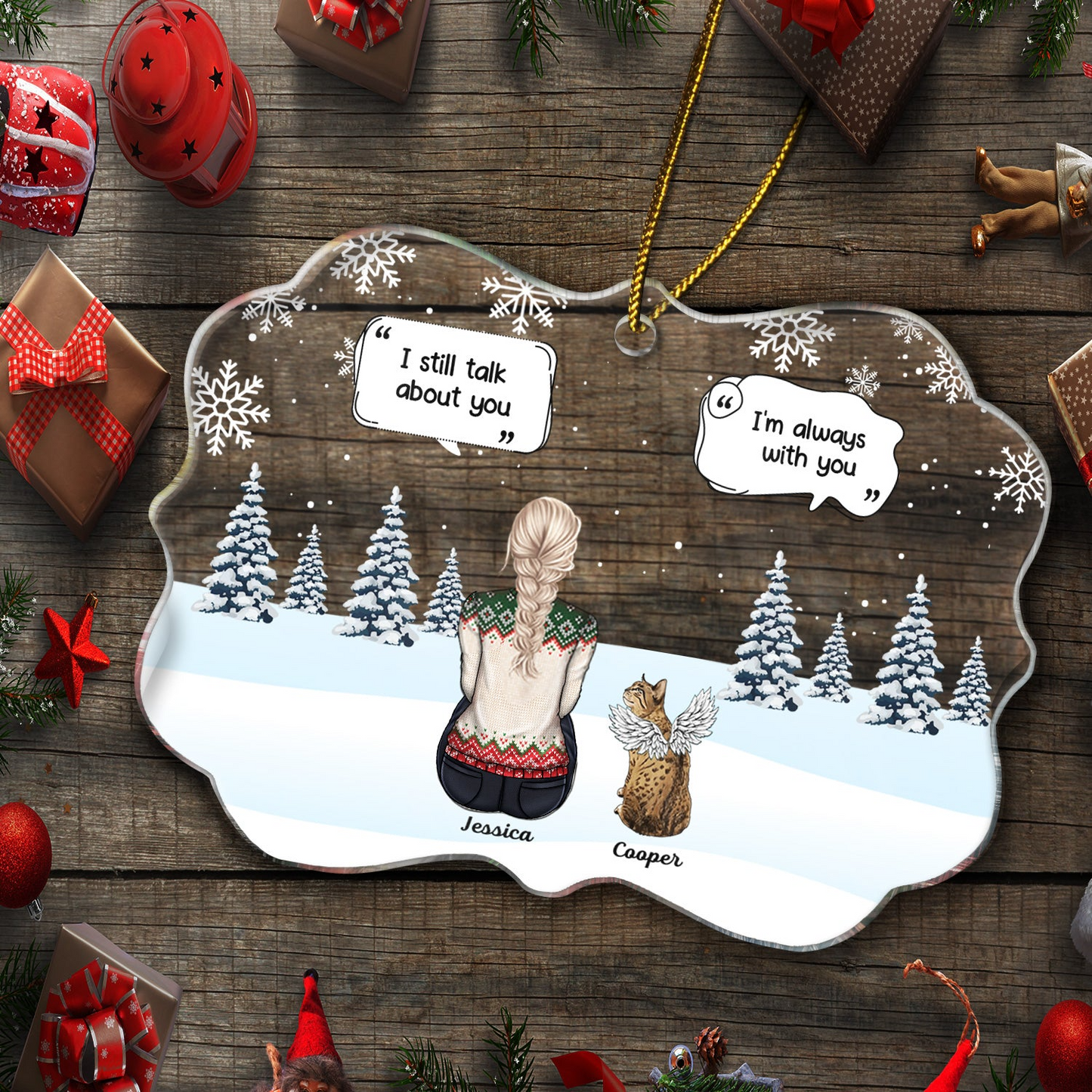 I Miss You - Personalized Medallion Acrylic Ornament - Christmas Memorial Gift For Pet Lovers, Dog Mom, Dog Dad, Cat Mom, Cat Dad