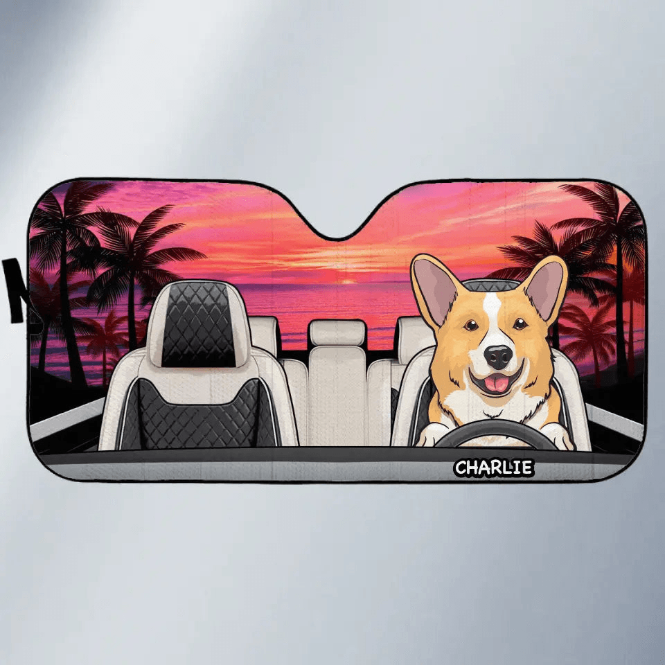 The Journey Of Life - Personalized Auto Windshield Sunshade, Custom Car Window Protector - Gift For Dog, Cat & Pet Owners, Lovers | Summer