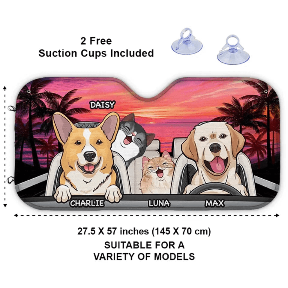 The Journey Of Life - Personalized Auto Windshield Sunshade, Custom Car Window Protector - Gift For Dog, Cat & Pet Owners, Lovers | Summer