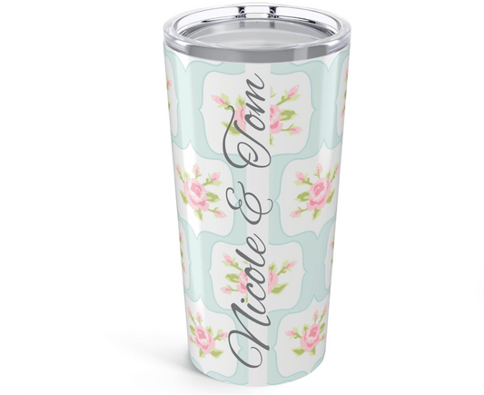 Customizable: Floral Tumbler, 20oz Insulated Travel Mug, Perfect Gift for Flower Lovers, Coffee, Tea, Drinkware for Home, Mother's Day, Spring Decor