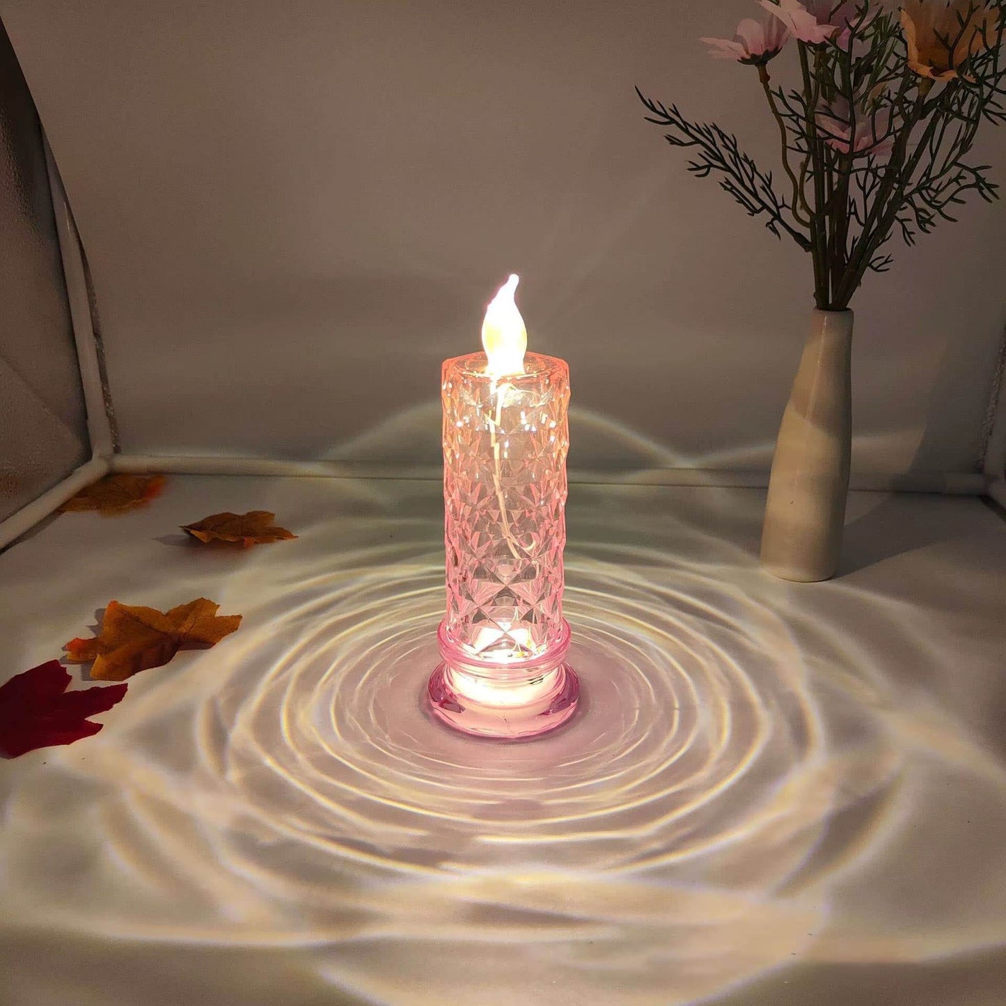 Flameless LED Rose Projection Candle Light for Home Decor, Parties, Wedding Gift