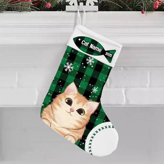 Christmas Cat Stocking - Personalized Custom Christmas Stocking - Gift For Cat Lovers, Cat Mom, Cat Dad