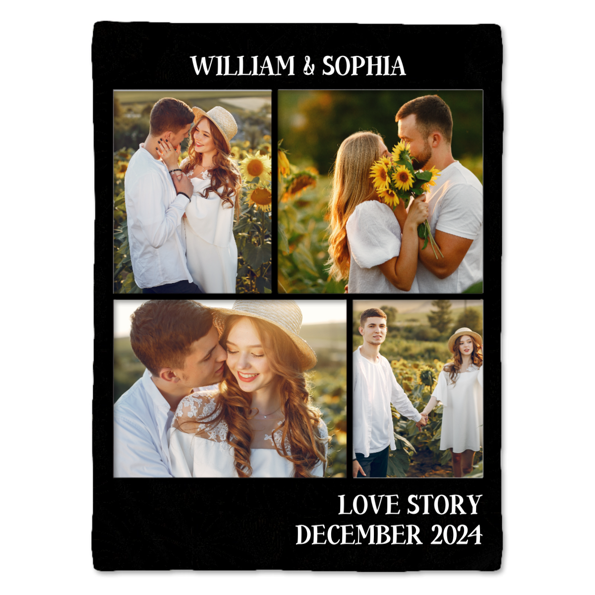 Couple Photo Blanket with Name - Personalized Gift For Girlfriend, Boyfriend, Her/Him, Husband/Wife | Birthday, Anniversary, Valentine
