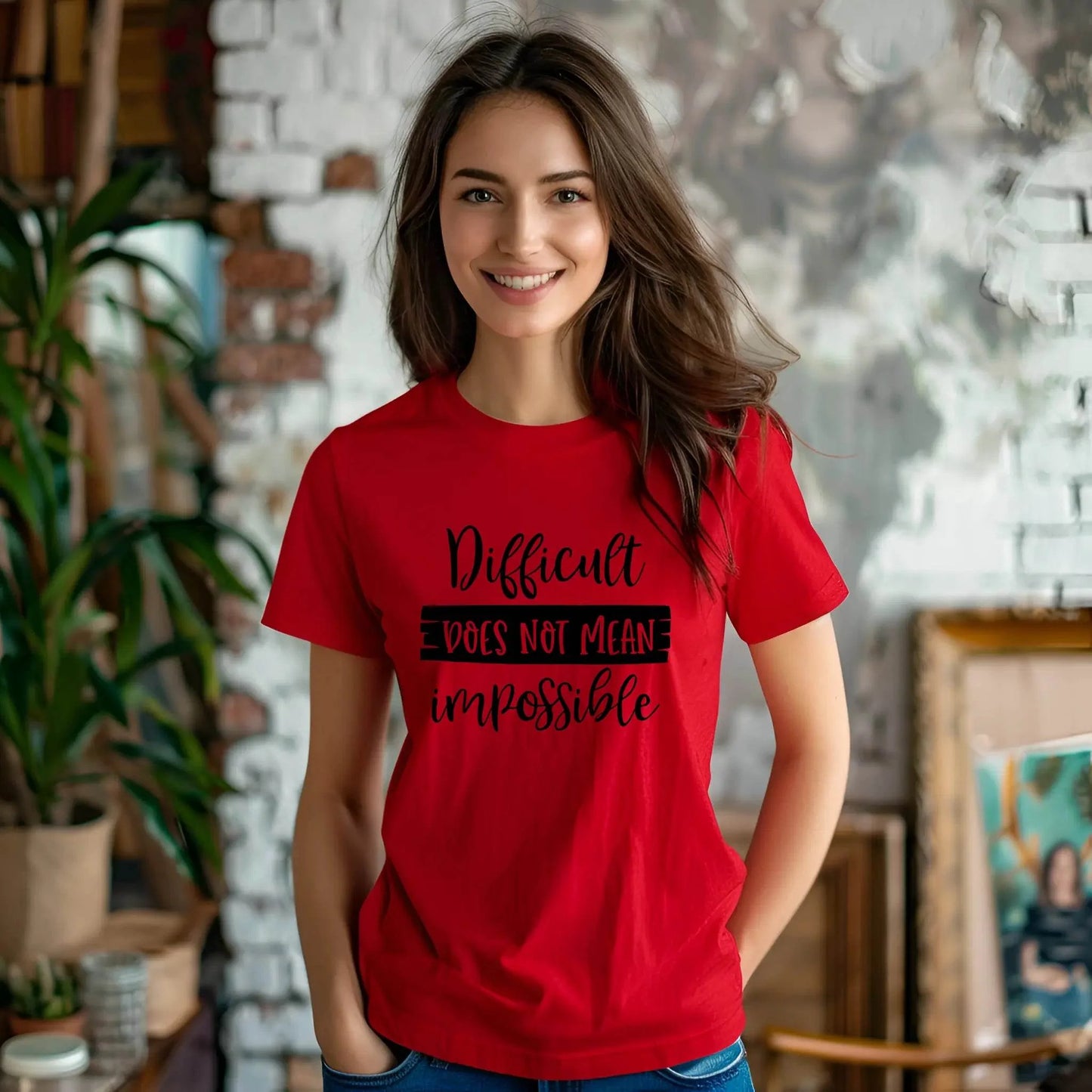 Difficult Does Not Mean Impossible Motivational T-Shirt
