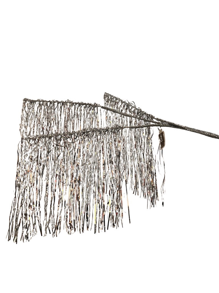 40" Tinsel Hanging Spray Silver