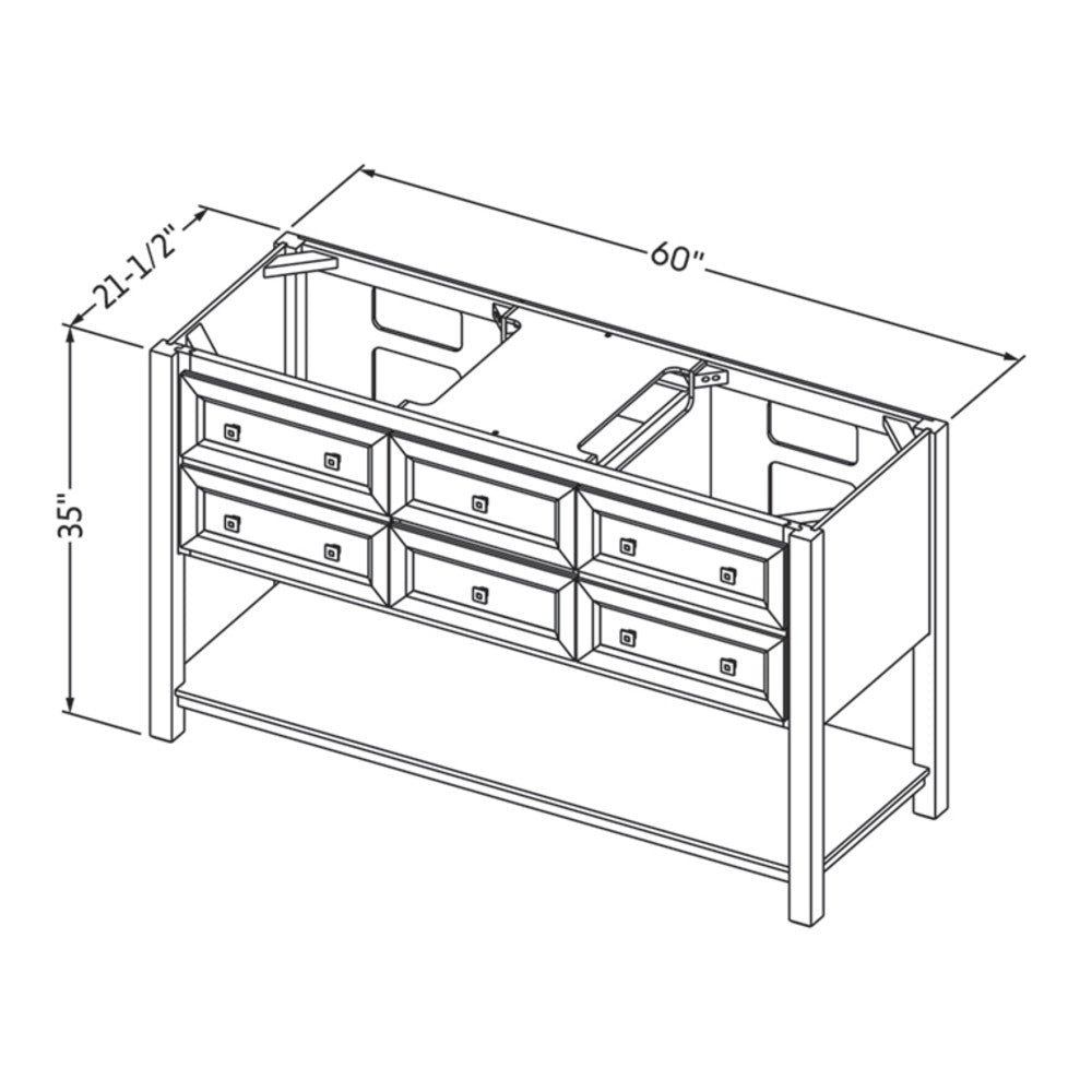60" Adler Vanity, double bowl