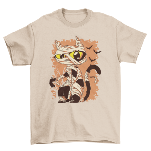 Mummy Cat Funny Halloween Cartoon T-shirt | Binge T-shirt Shop
