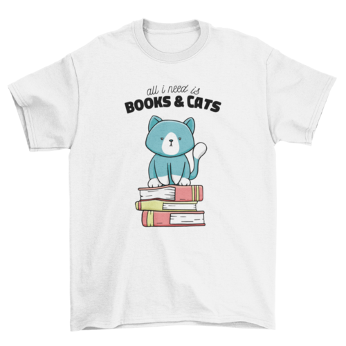 Books and cats cute t-shirt