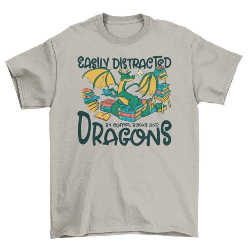 Dragons books and coffee t-shirt
