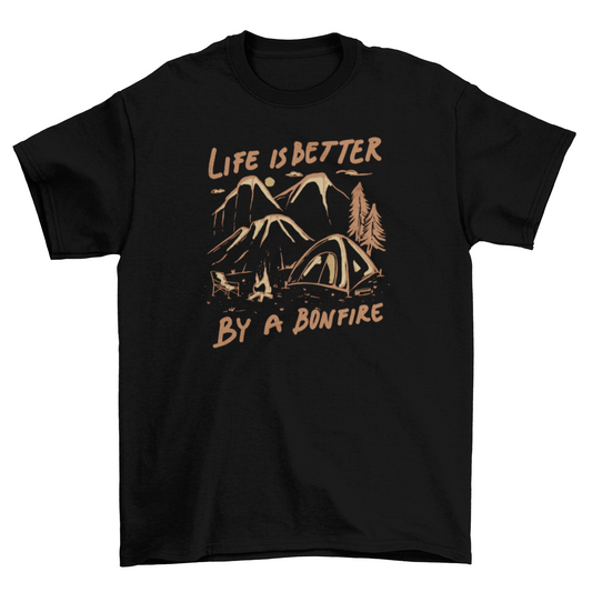 Camping Nature Tent and Bonfire T-shirt | Binge T-shirt Shop