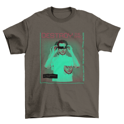 Cool Fashion Man Glasses Vaporwave Grid Quote "Destroy the Grid" Men | Binge T-shirt Shop