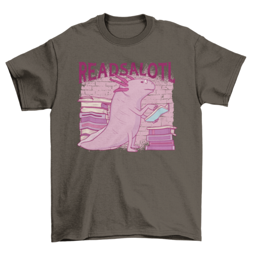 Axolotl reading books t-shirt