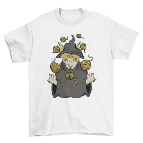 Wizard Cat Yarn Balls T-shirt | Binge T-shirt Shop