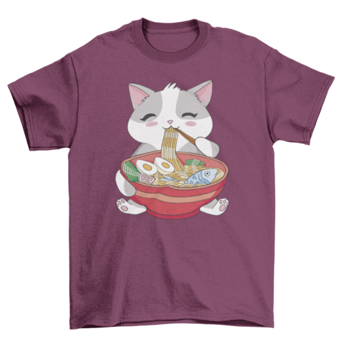 Cat Animal Eating Ramen T-shirt | Binge T-shirt Shop