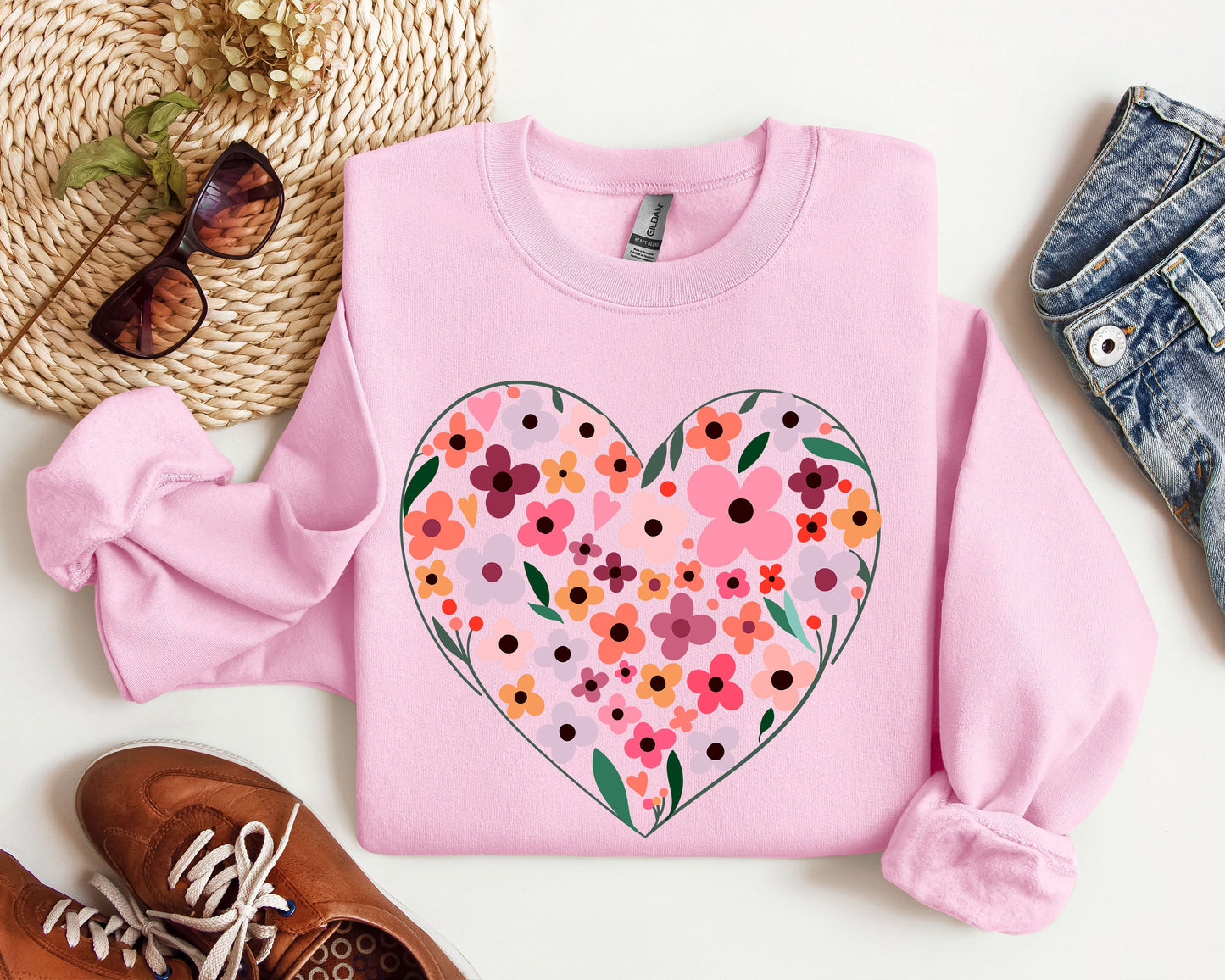 Wildflowers Heart Sweatshirt, Vintage Valentine's Day Sweatshirt