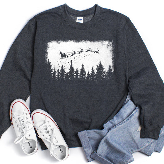 Vintage Pine Trees Christmas Silhouette Sweatshirt
