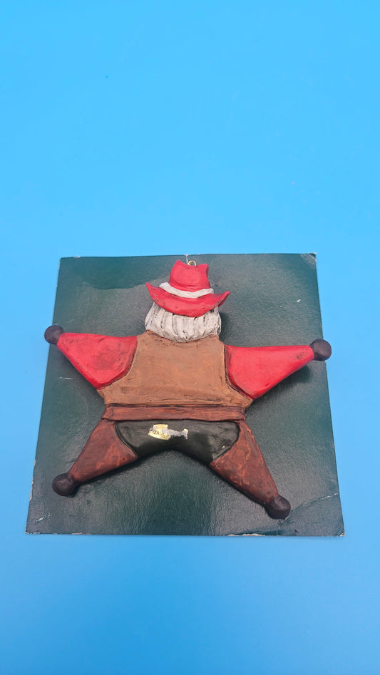 Vintage Cowboy Santa Ornament – Western Christmas Décor Accent