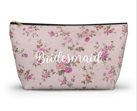 Customizable: Floral Accessory Pouch, Makeup Bag, Travel Organizer, Gift for Her, Pink Floral Bag, Cosmetic Case, Everyday Essentials