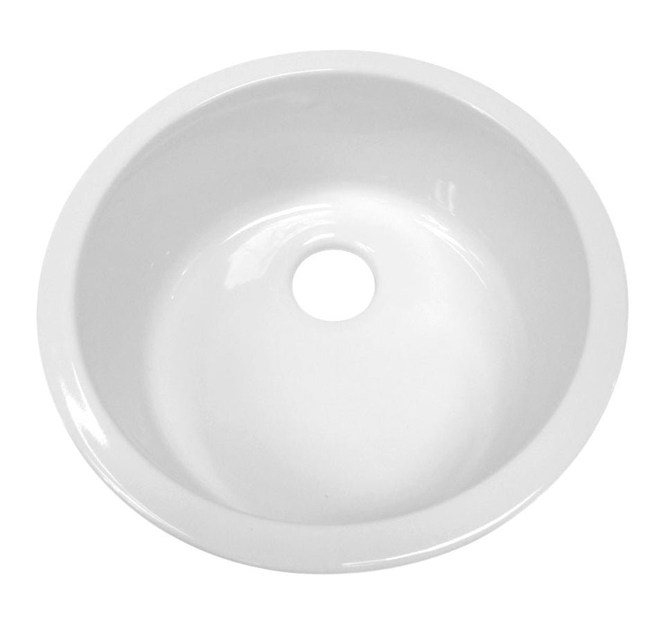 Elementhaus Fireclay Circular Drop In/Undermount Sink with 3 ½" Rear Center Drain