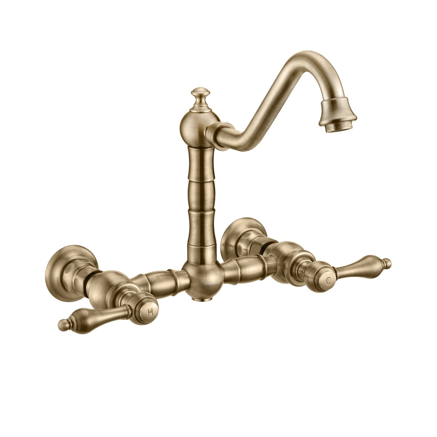 Vintage III Plus Wall Mount Faucet with a Long Traditional Swivel Spout, Lever Handles and Solid Brass Side Spray