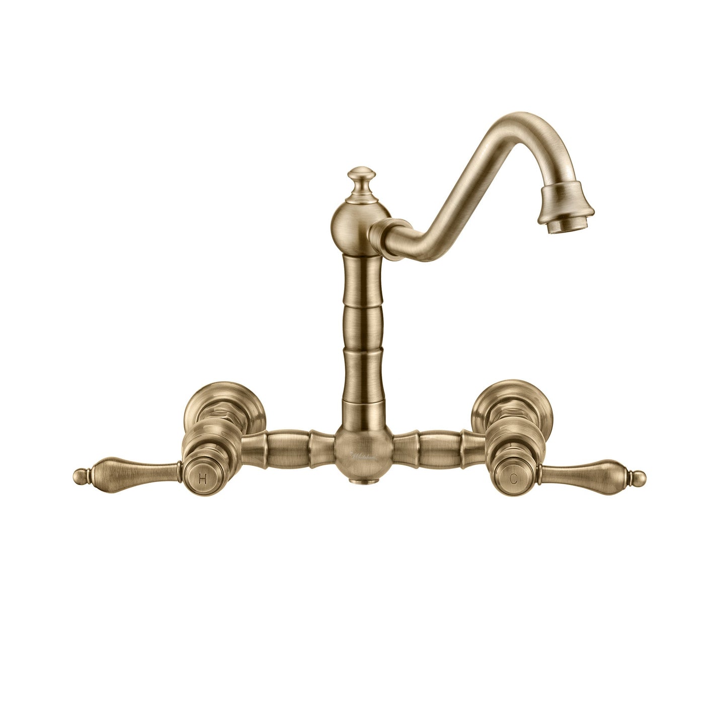 Vintage III Plus Wall Mount Faucet with a Long Traditional Swivel Spout, Lever Handles and Solid Brass Side Spray