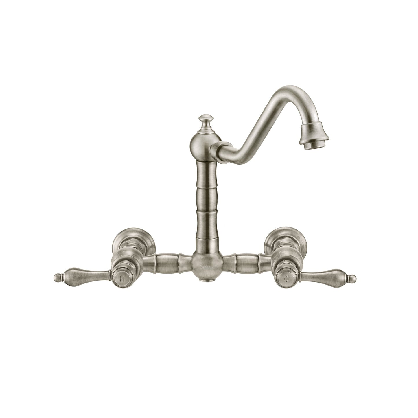 Vintage III Plus Wall Mount Faucet with a Long Traditional Swivel Spout, Lever Handles and Solid Brass Side Spray