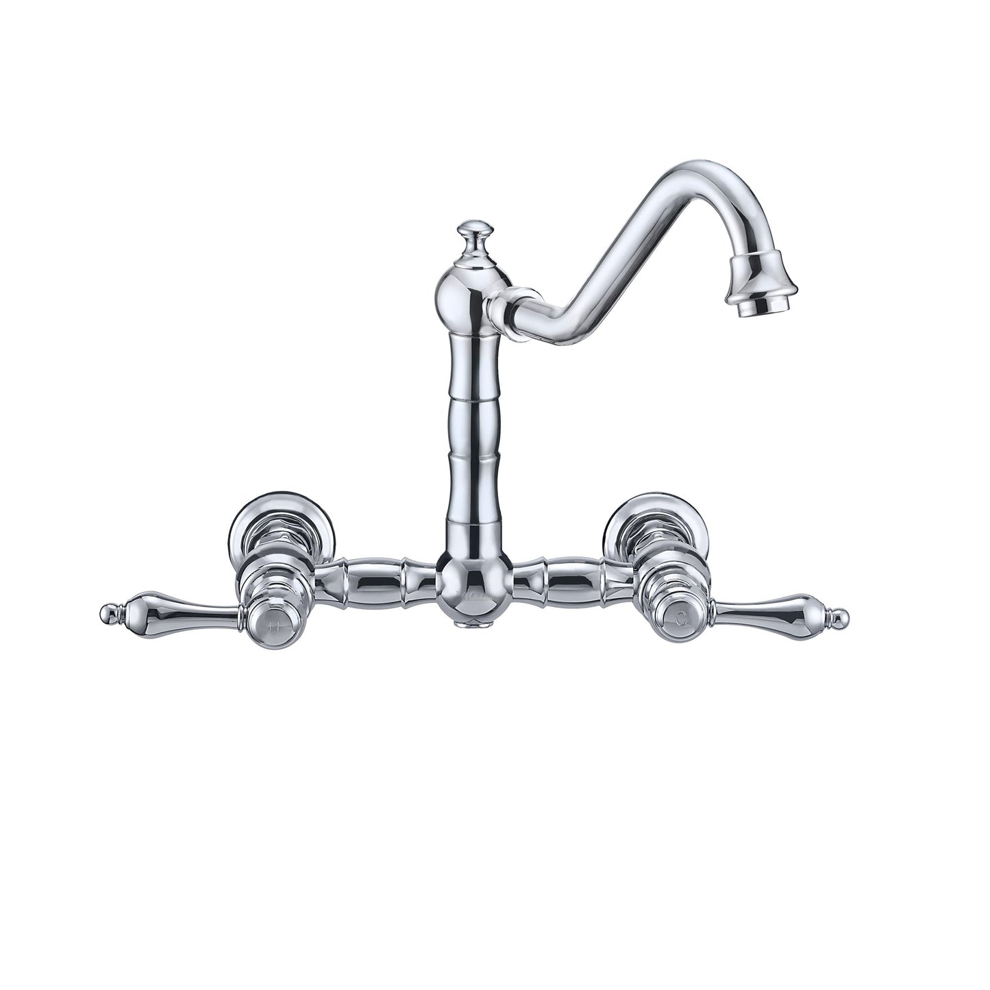 Vintage III Plus Wall Mount Faucet with a Long Traditional Swivel Spout, Lever Handles and Solid Brass Side Spray