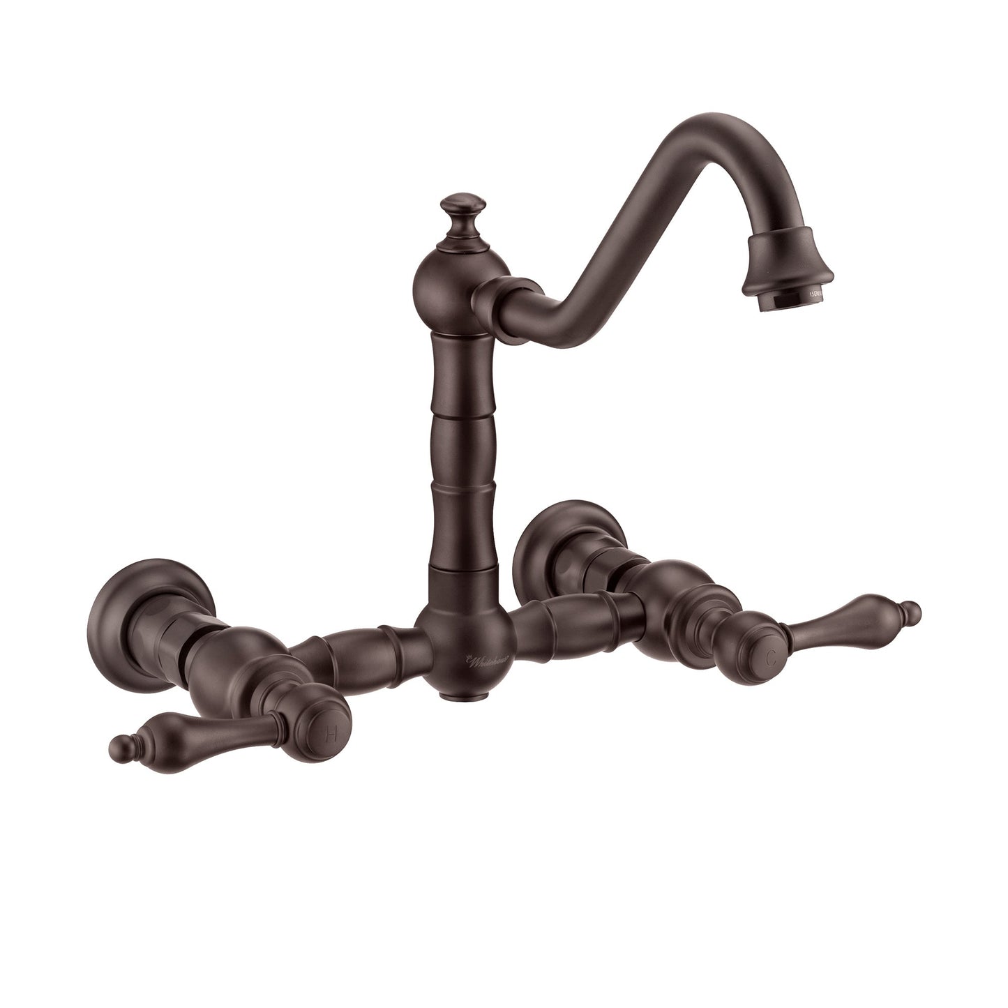 Vintage III Plus Wall Mount Faucet with a Long Traditional Swivel Spout, Lever Handles and Solid Brass Side Spray