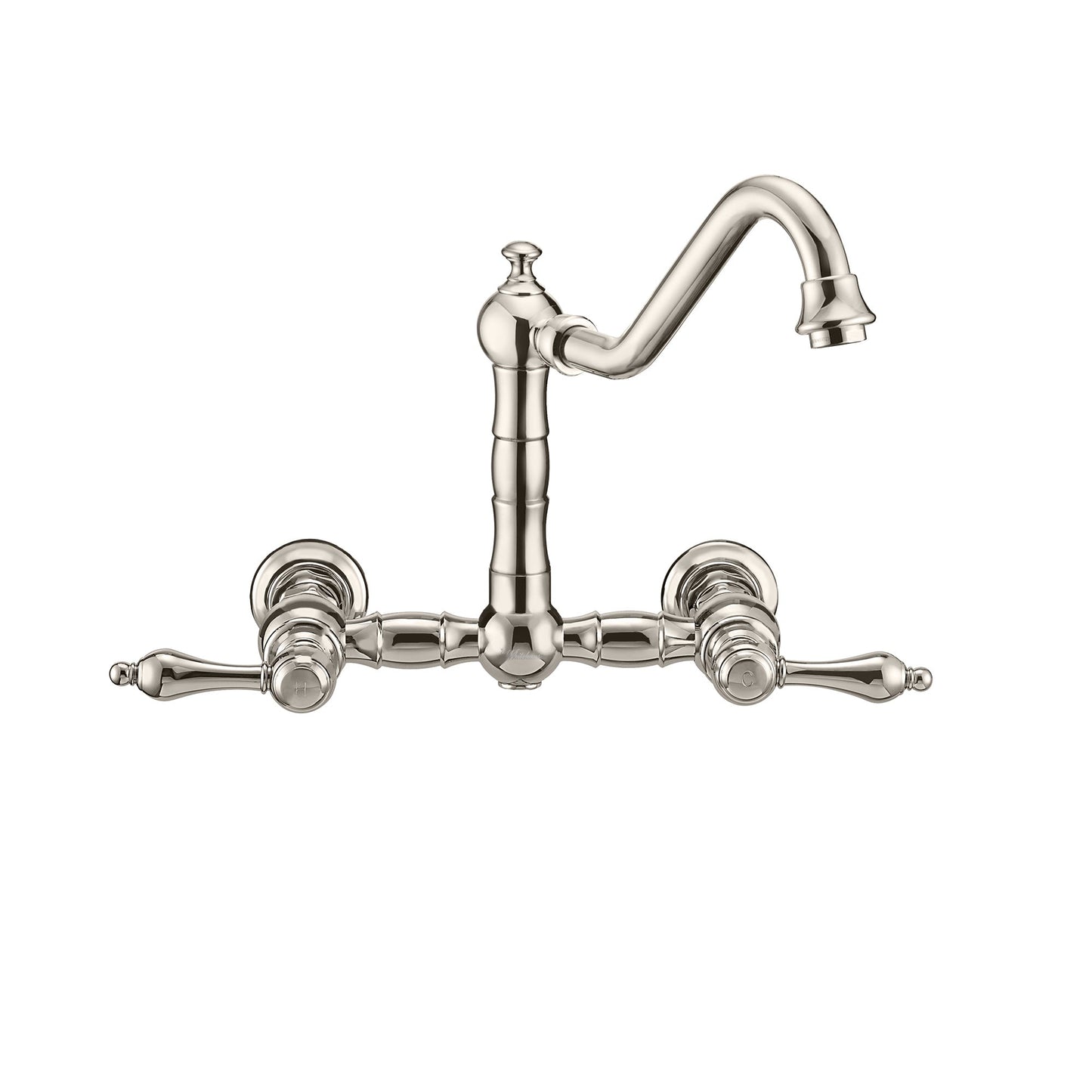 Vintage III Plus Wall Mount Faucet with a Long Traditional Swivel Spout, Lever Handles and Solid Brass Side Spray