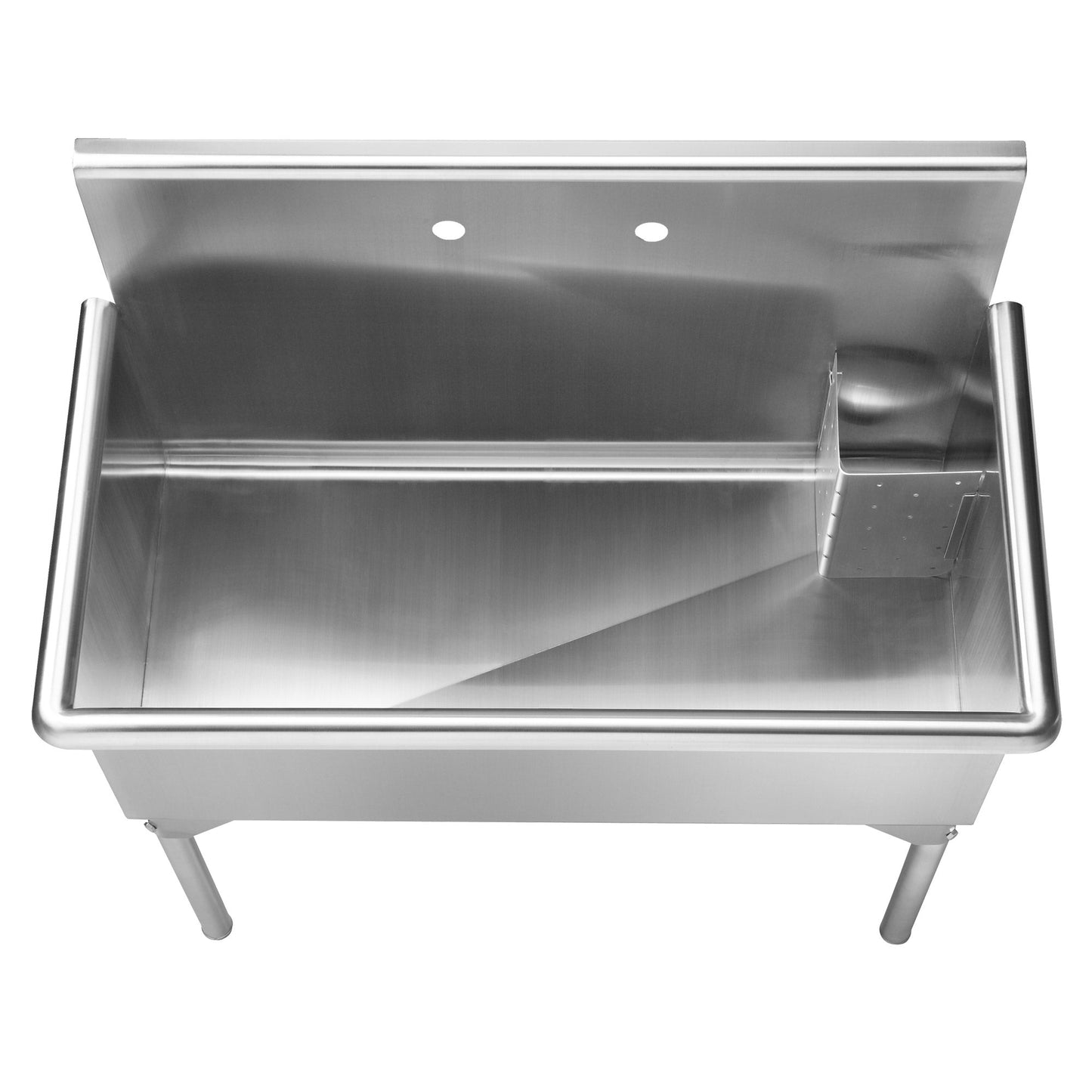 Pearlhaus Brushed Stainless Steel Large, Single Bowl Commerical Freestanding Utility Sink