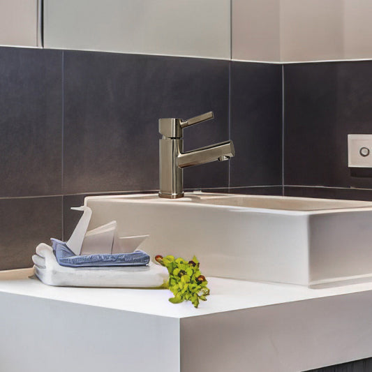 Waterhaus Solid Stainless Steel, Single Hole, Single Lever Lavatory Faucet