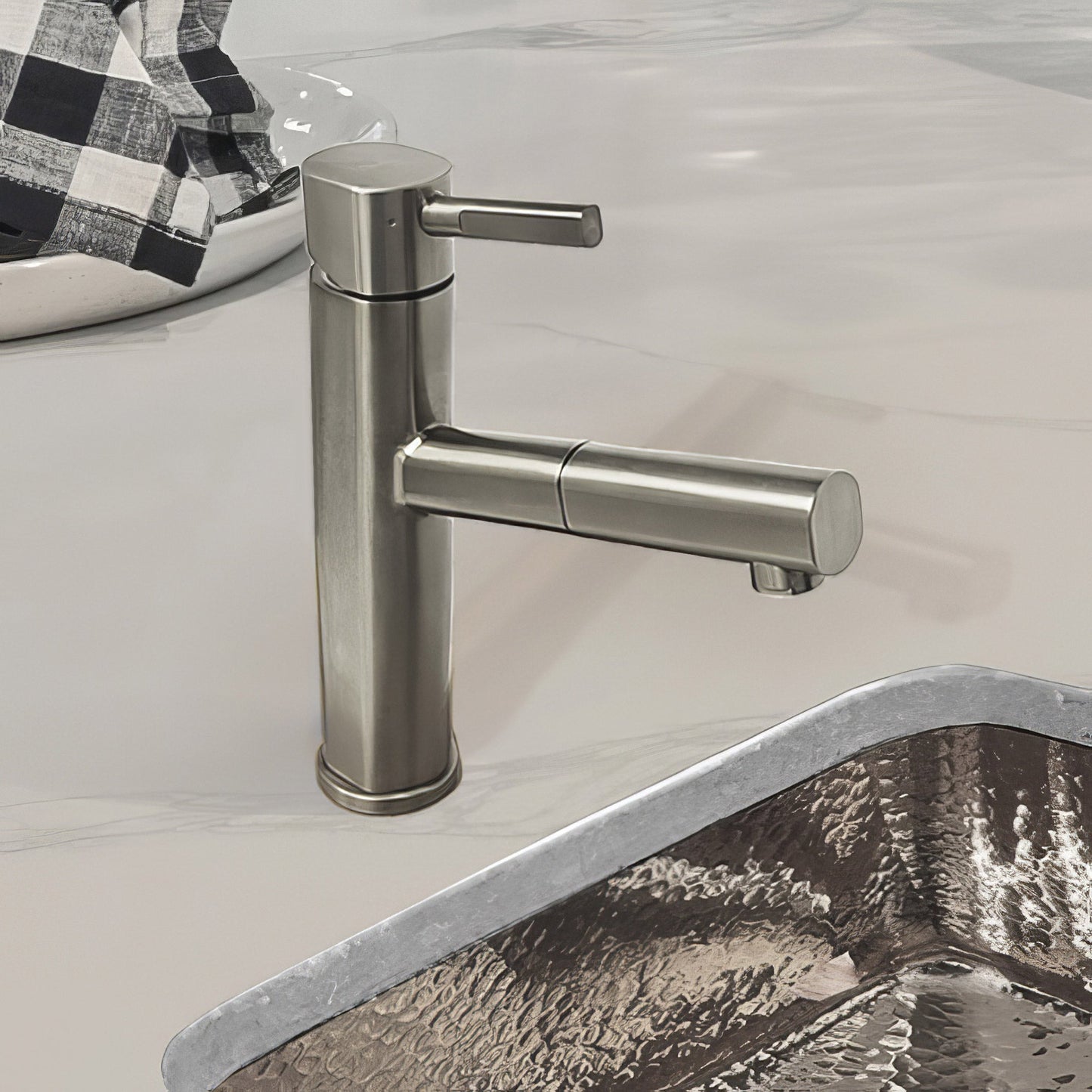 Waterhaus Lead-Free Solid Stainless Steel, Single Hole, Single Lever Kitchen Faucet with Pull-out Spray Head