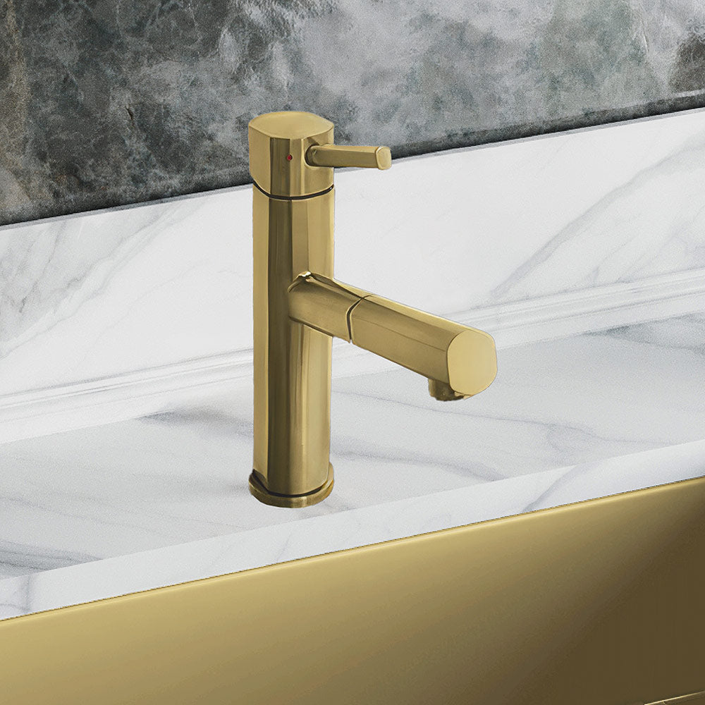 Waterhaus Lead-Free Solid Stainless Steel, Single Hole, Single Lever Kitchen Faucet with Pull-out Spray Head