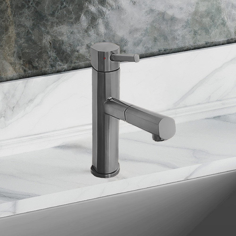 Waterhaus Lead-Free Solid Stainless Steel, Single Hole, Single Lever Kitchen Faucet with Pull-out Spray Head
