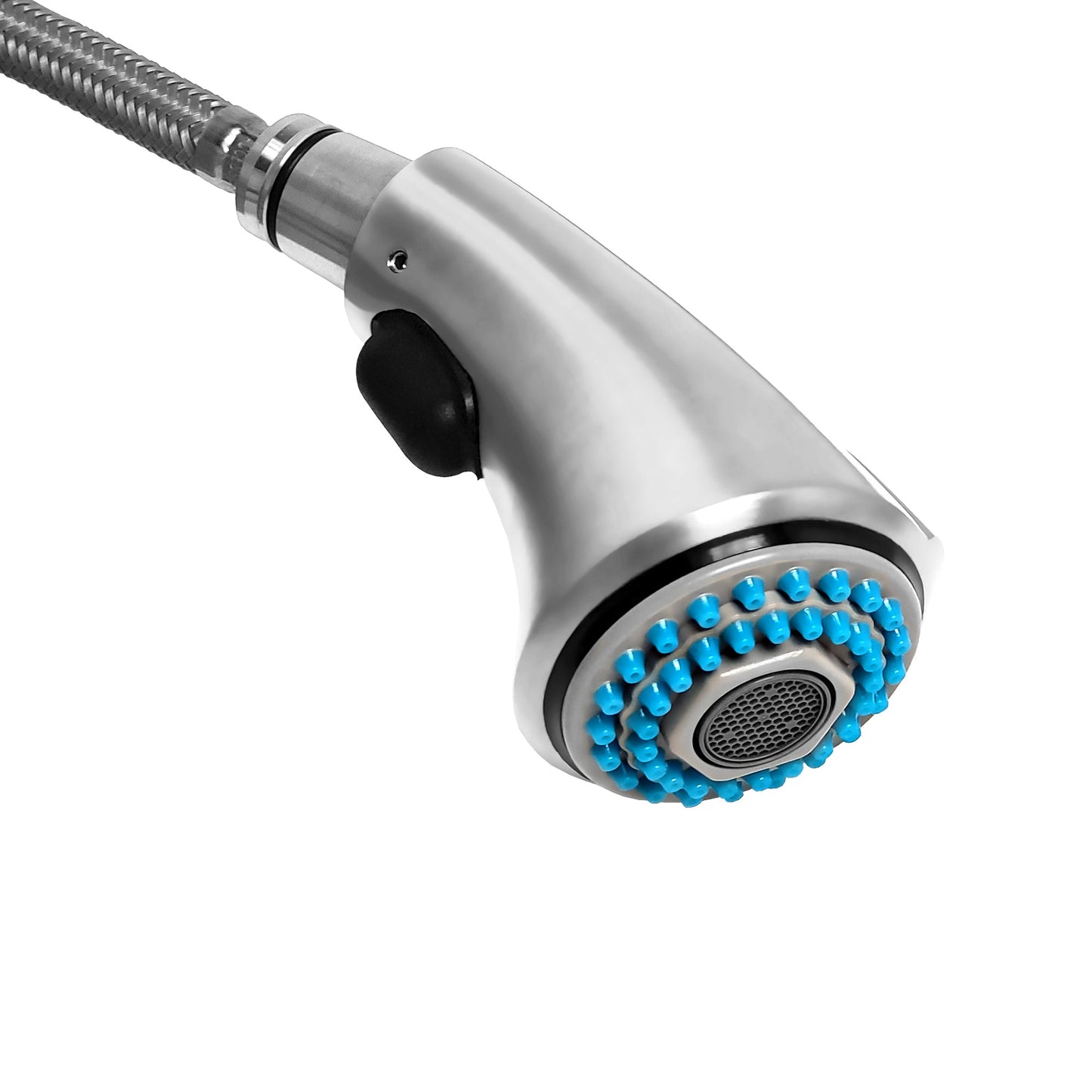 Waterhaus Lead Free, Solid Stainless Steel Single-Hole Faucet with Gooseneck Swivel Spout Pull Down Spray Head and Solid Lever Handle