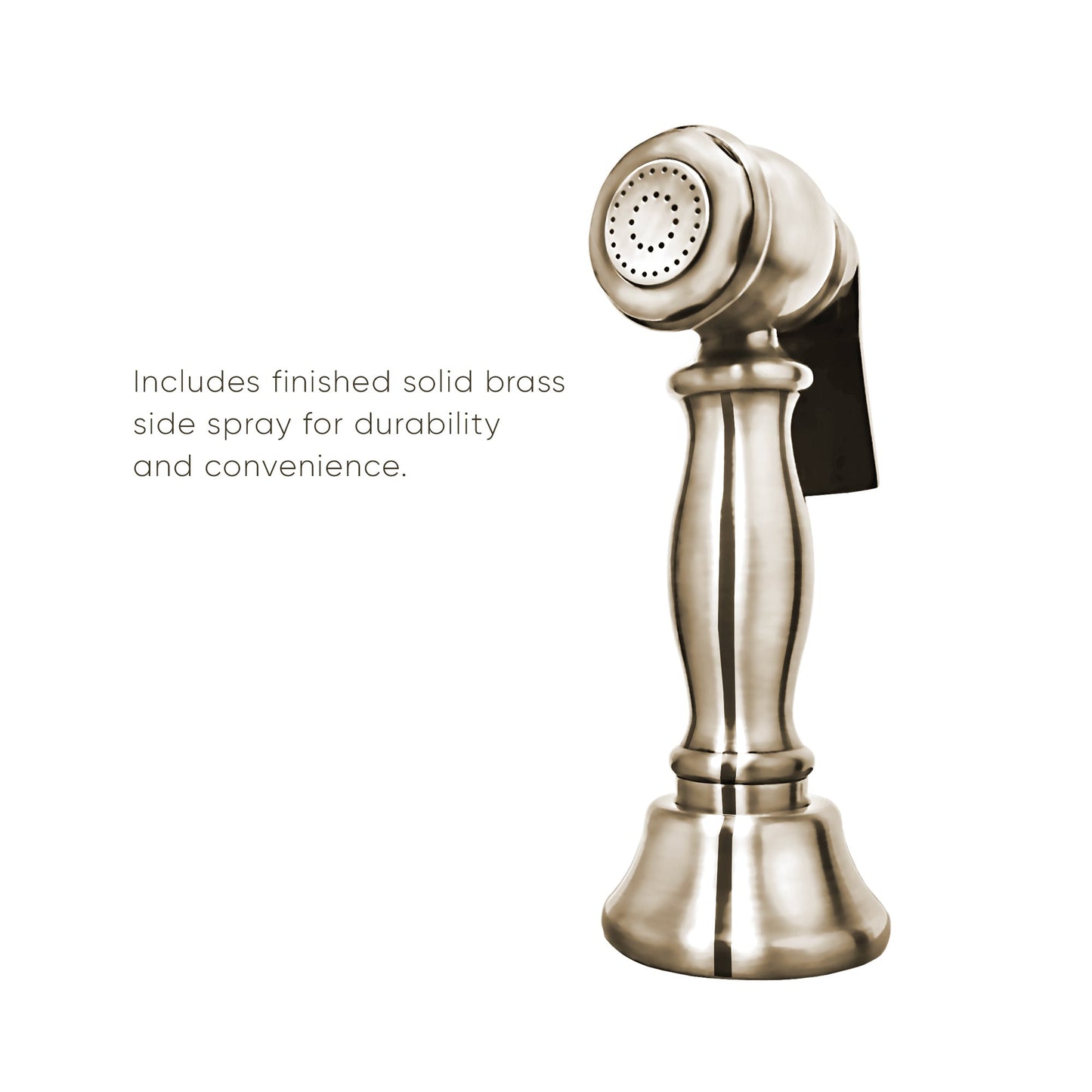 Twisthaus Plus Bridge Faucet with Long Traditional Swivel Spout, Cross Handles and Solid Brass Side Spray