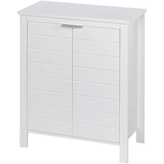 Bathroom Linen Cabinet with Storage Shelf in White Wood Finish
