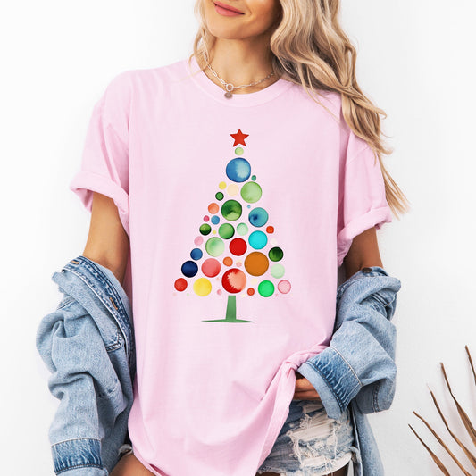 Watercolor Decorations Christmas Tree, Retro, Vintage, Winter, Snow, Xmas Tshirt Comfort Colors T-Shirt