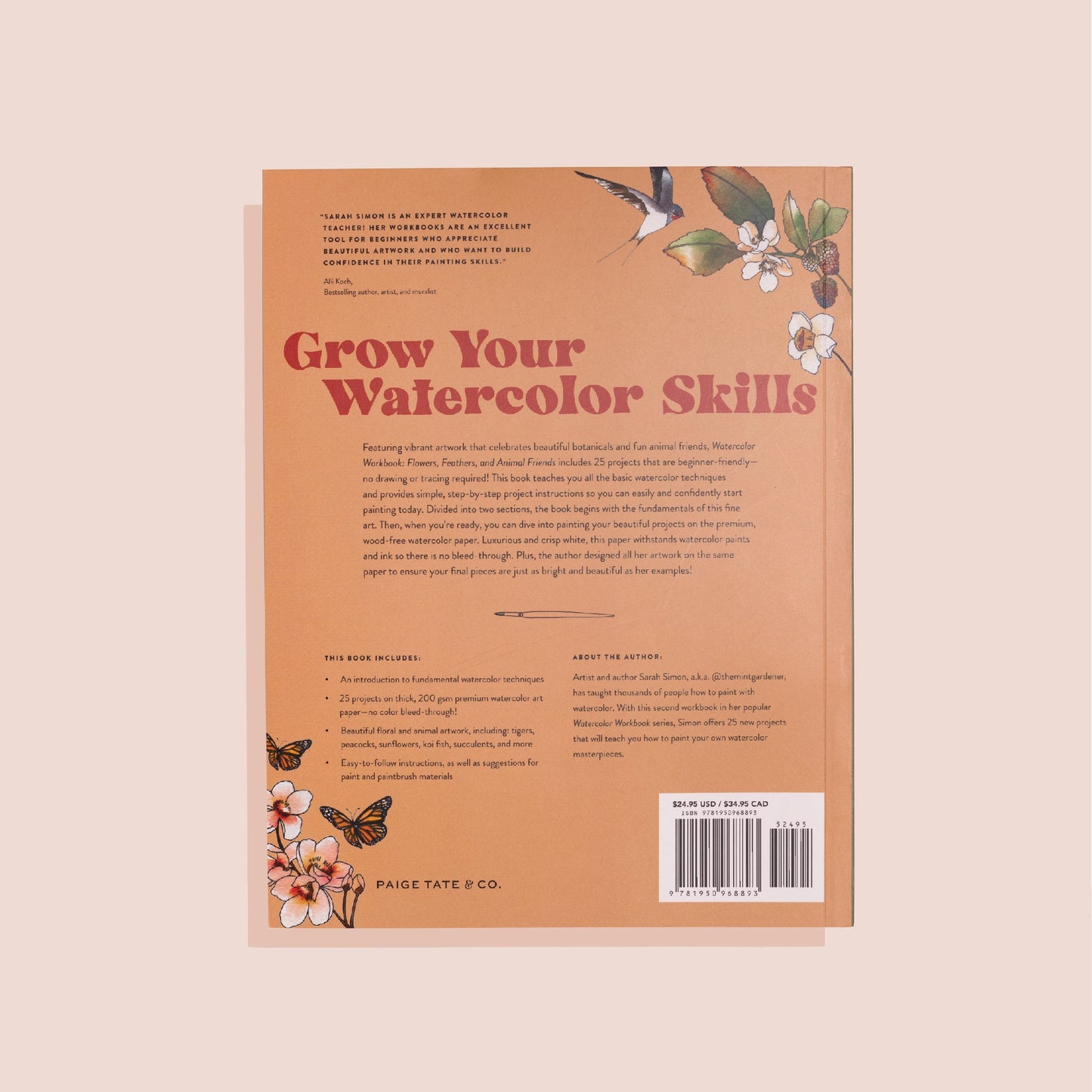 Watercolor Workbook: Flowers, Feathers, and Animal Friends