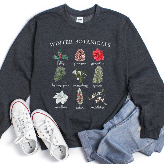 Winter Botanicals Holly Poinsettia Christmas Sweatshirt