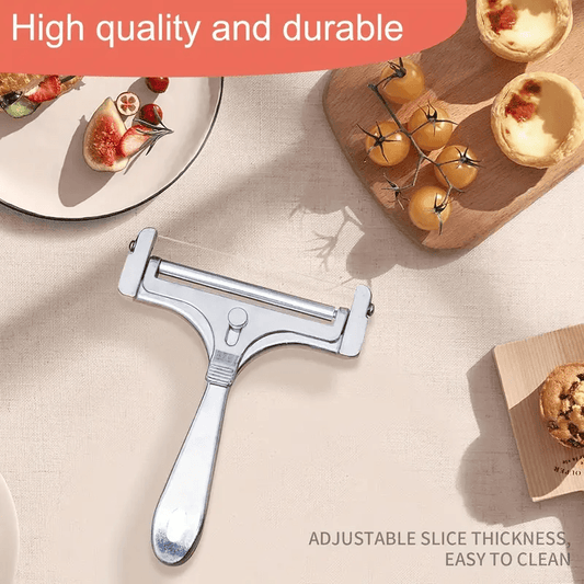 Adjustable Cheese Slicer with Wire and Rollers – Adjustable Cutter for Perfect Slices